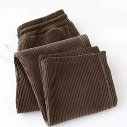 Autumn Winter New Fashion Elastic Waist Solid Corduroy Women's Clothing Vintage Korean All-match Loose Simplicity Straight Pants