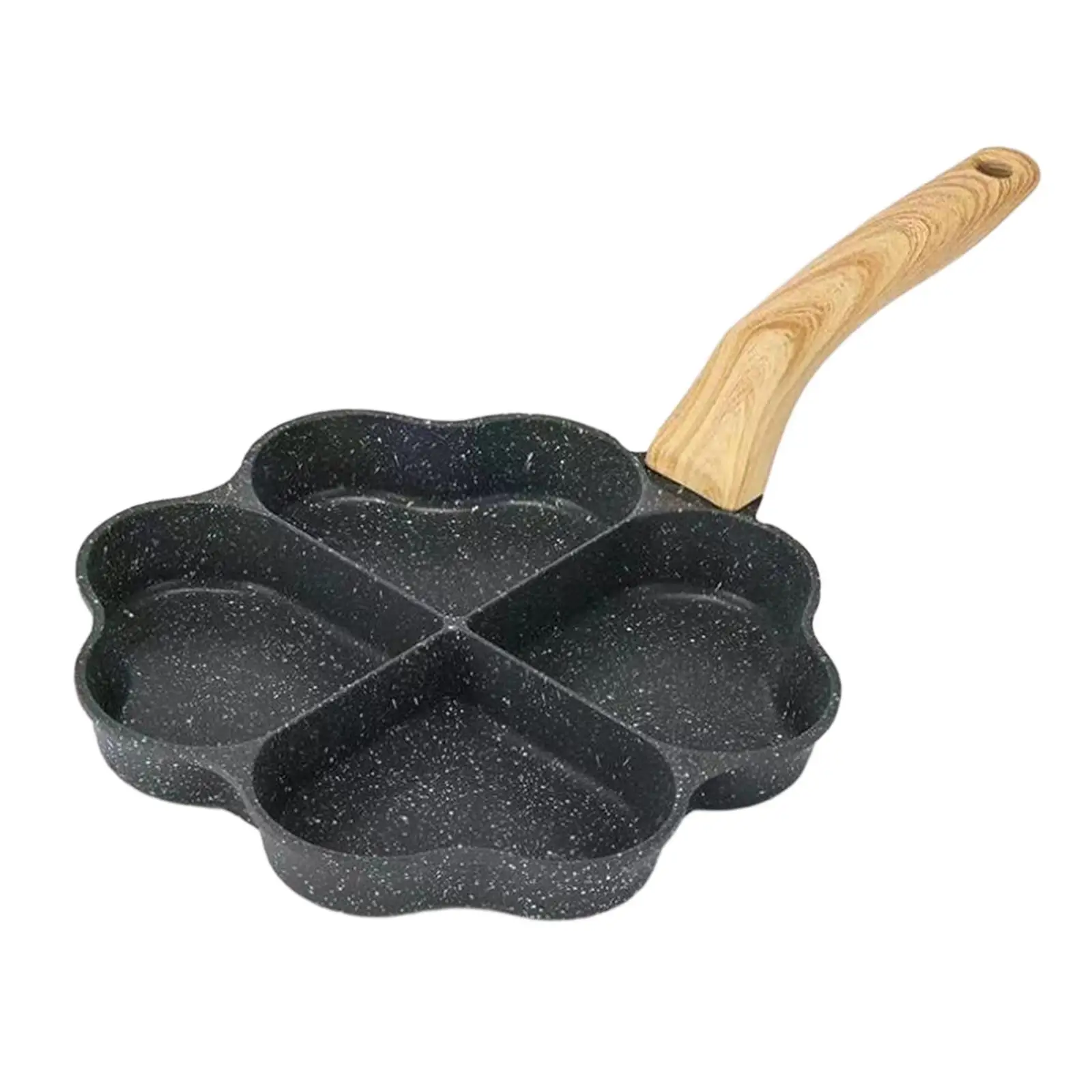 

Egg Frying Pan 4 Cups Wood Handle Kitchen Cooking Tool Aluminium Mini Pancake Pan for Burger Breakfast Frying Cooking Vegetable