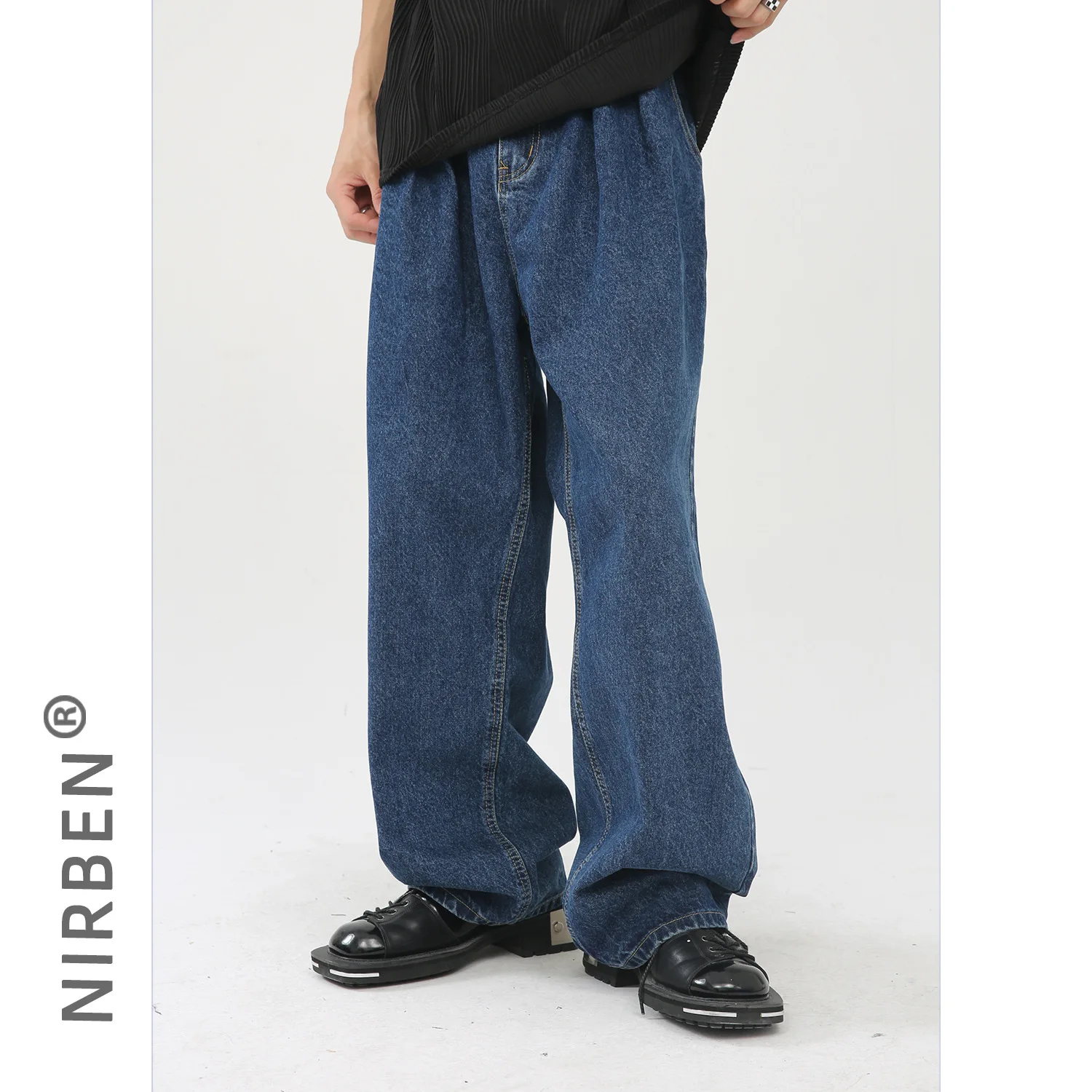 Denim Wide-leg Jeans Men's Loose Straight Drape Thin Dad Mopping Pants