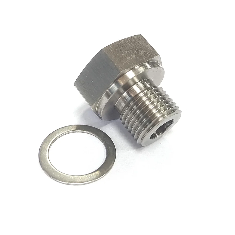 Stainless steel M16x1.5 Female To 1/8 NPT Male Oil Pressure Sensor Adapter With Gasket