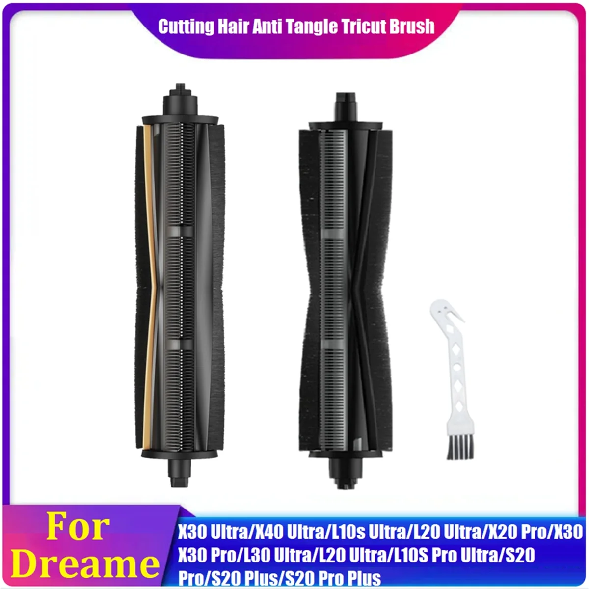 For Dreame X40, X30 Pro, X20 Pro Plus, L10S Ultra, L20 Ultra, L10 Plus Anti-Tangle Hair TriCut Brush Vacuum Accessory