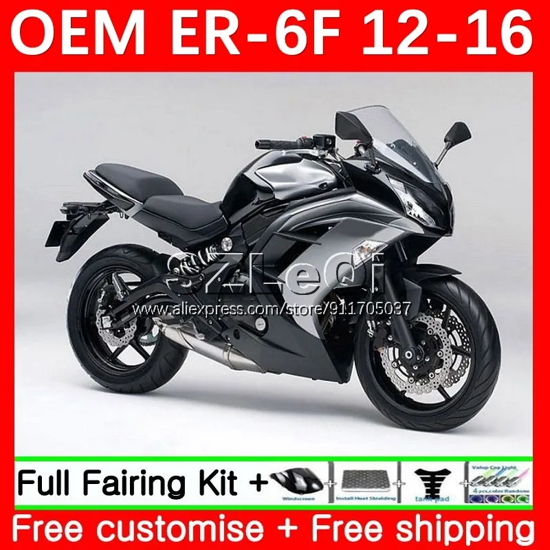 Injection Kit For KAWASAKI NINJA Silvery grey 650R ER6 F ER 6F ER6F 12 13 14 15 16 1No.16 ER-6F 2012 2013 2014 2015 2016 Fairing