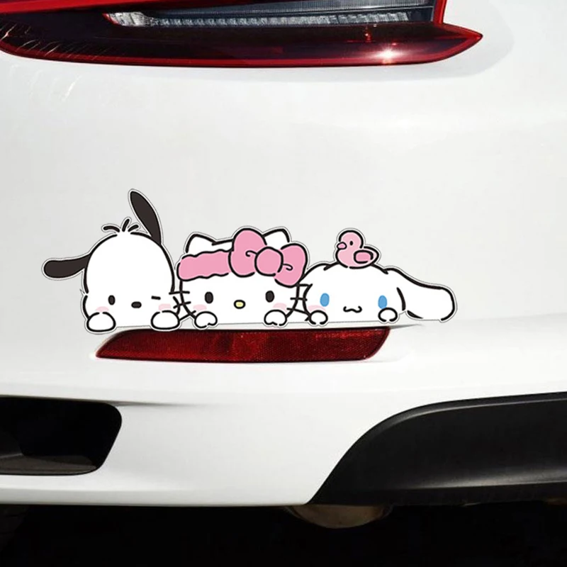 Sanrio-pegatinas Kawaii para coche, calcomanías decorativas para ventana, camión, automóvil, motocicleta, vehículos, accesorios