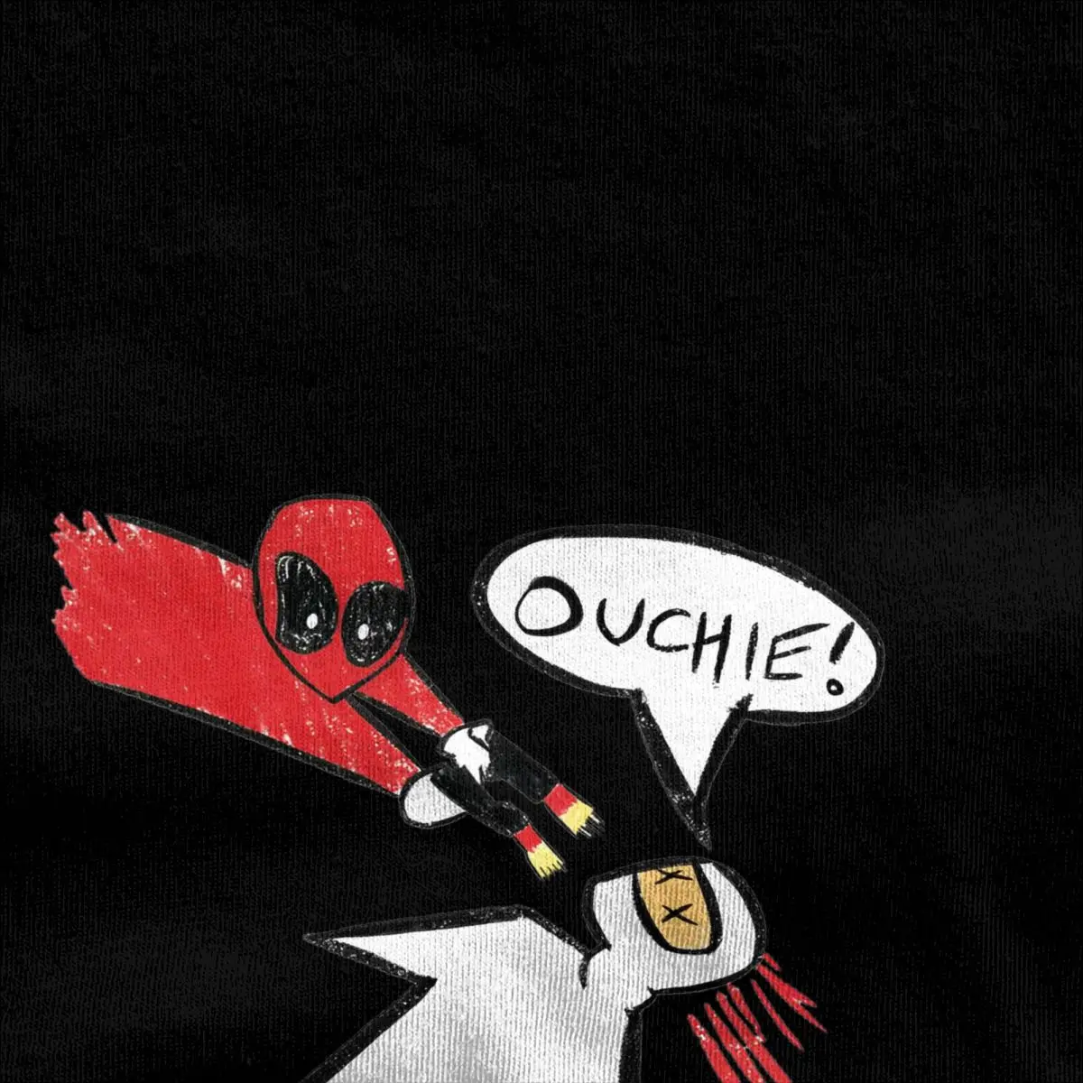 Ouchie Deadpool & Wolverine T-Shirt Men Y2K Basic 100 Cotton T Shirts Summer O-Neck Harajuku Tee Shirt Printed Oversized Tops