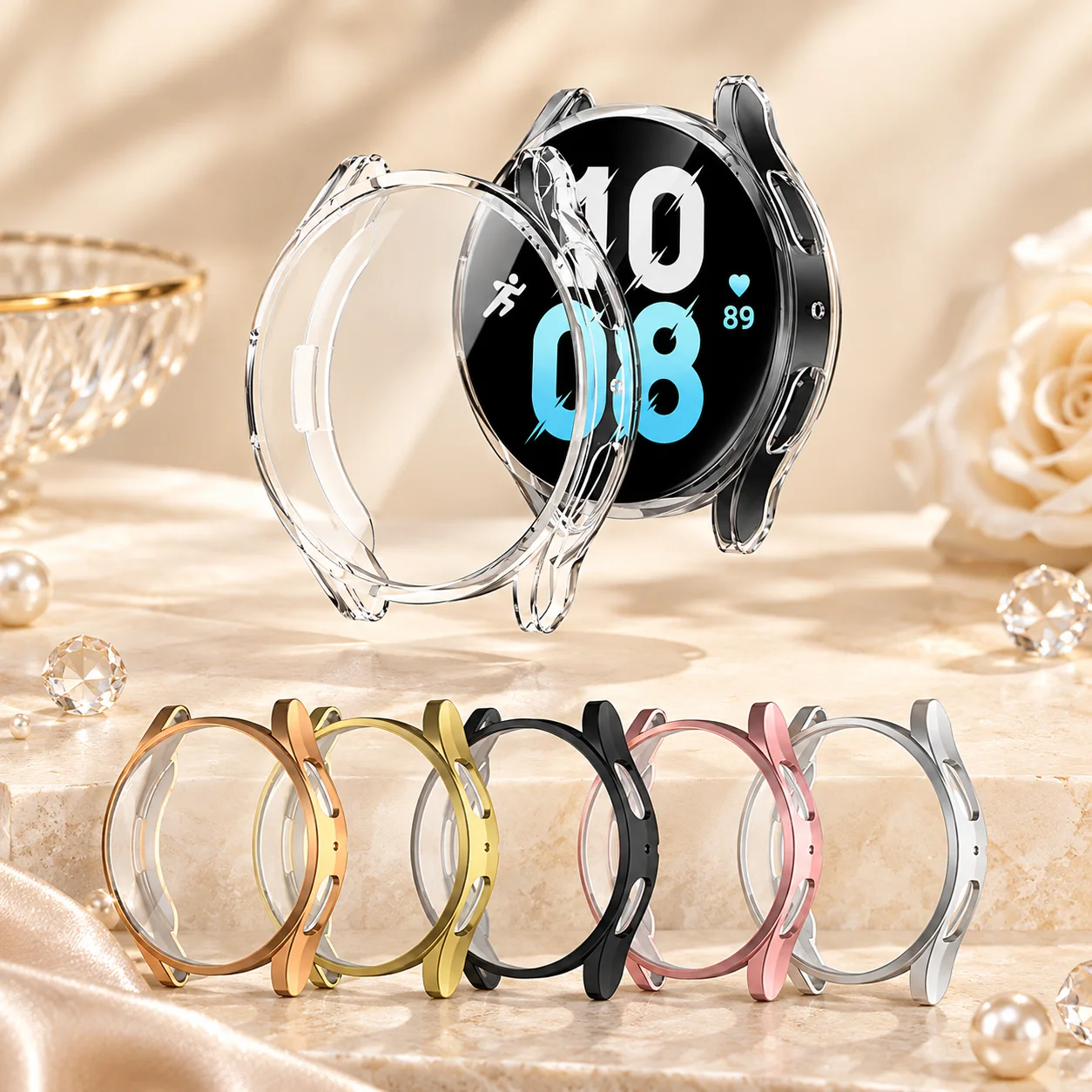 watch Case for Samsung Galaxy Watch 4/5/6/7 40mm 44mm soft TPU all inclusive anti drop protective case, smart watch accessory