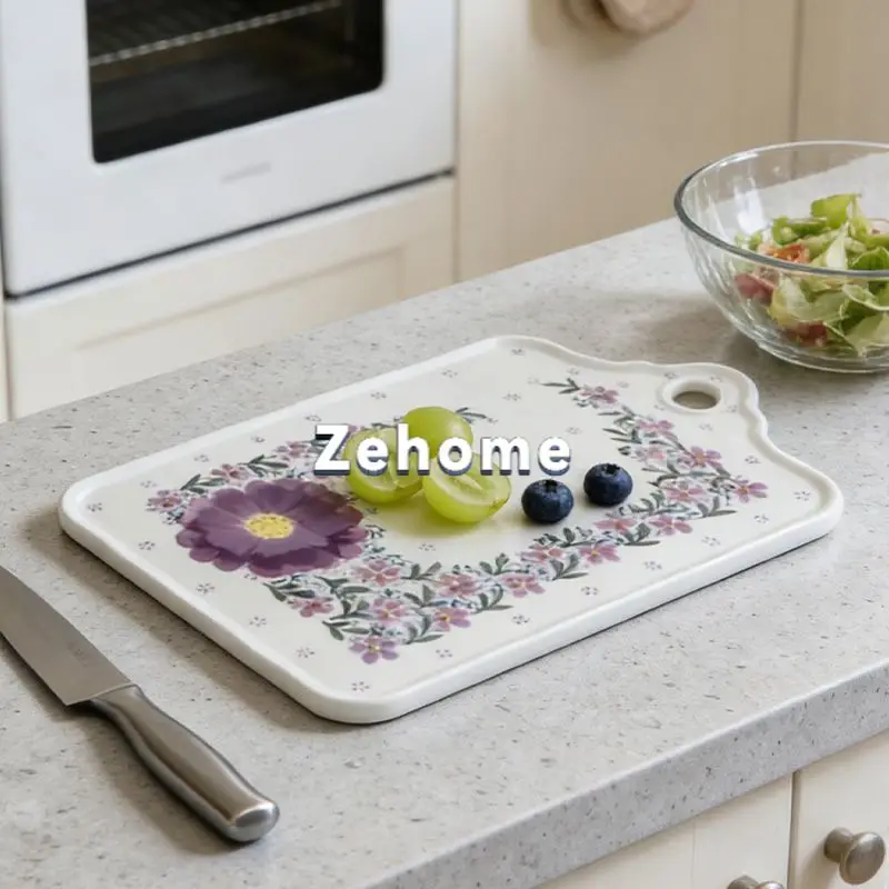 Hand-Painted Rectangular Antibacterial Kitchen Cutting Board ceramics