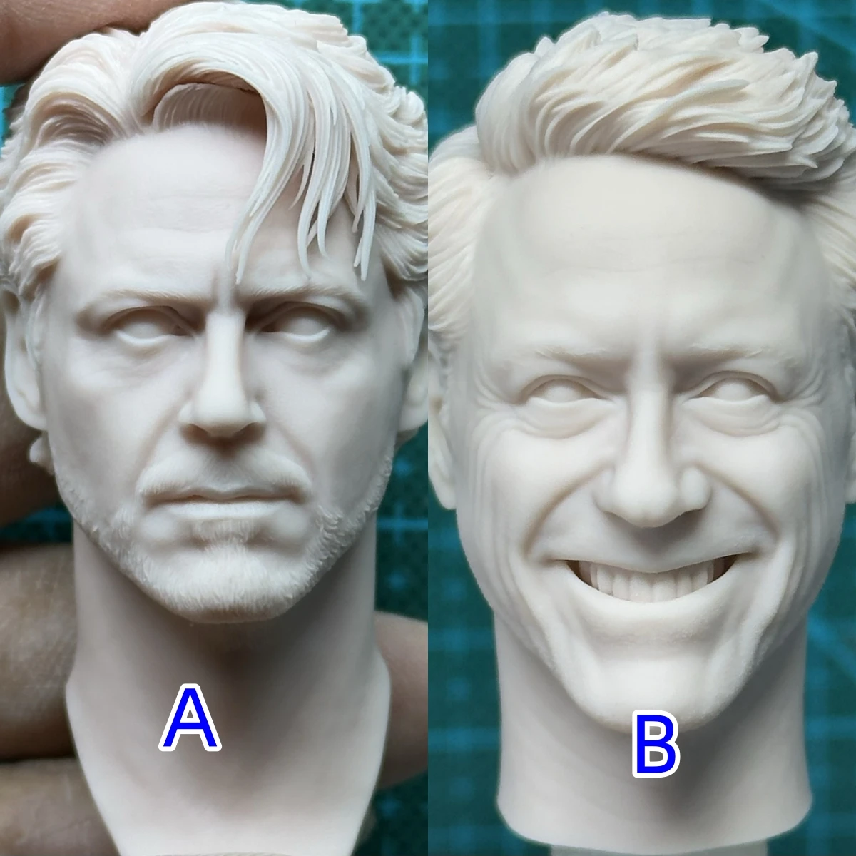 

1/6 Unpainted Tony Robert Downey Jr. Head Carving Model Toys Fit 12inches Action Figure