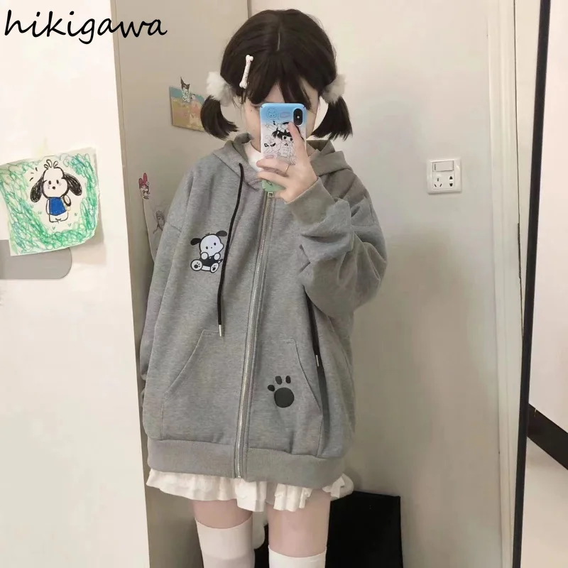 Fashion Anime Hoodie 2023 Women Clothing Japanese Cute Casual Long Sleeve Oversized Outwear Y2k Tops Mujer Hooded Sweatshirts