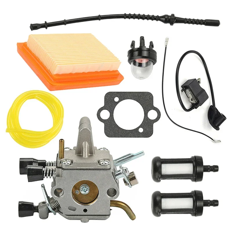 Carburetor Tune-Up Kit for STIHL FS120 FS200 FS250 Trimmer - Includes Carburetor, Ignition Coil & Air Filter