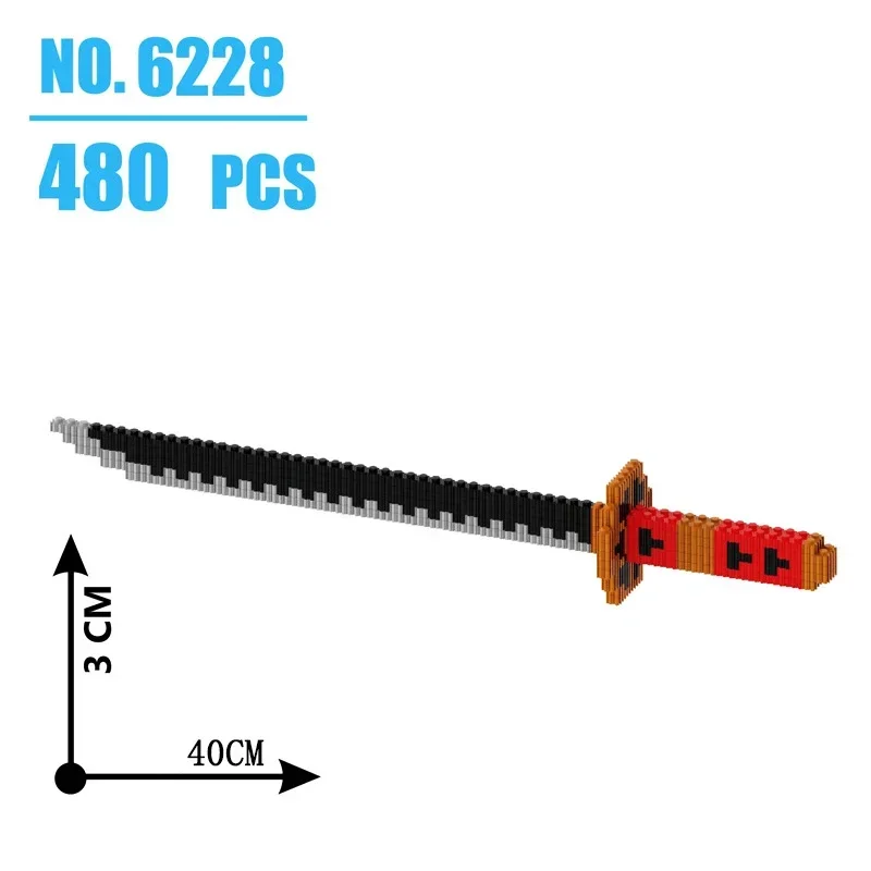 Samurai Sword Building Blocks Ninja Blade Katana Japanese Anime Knife DIY MOC Model Bricks Assembly Toys for Adult Children Gift