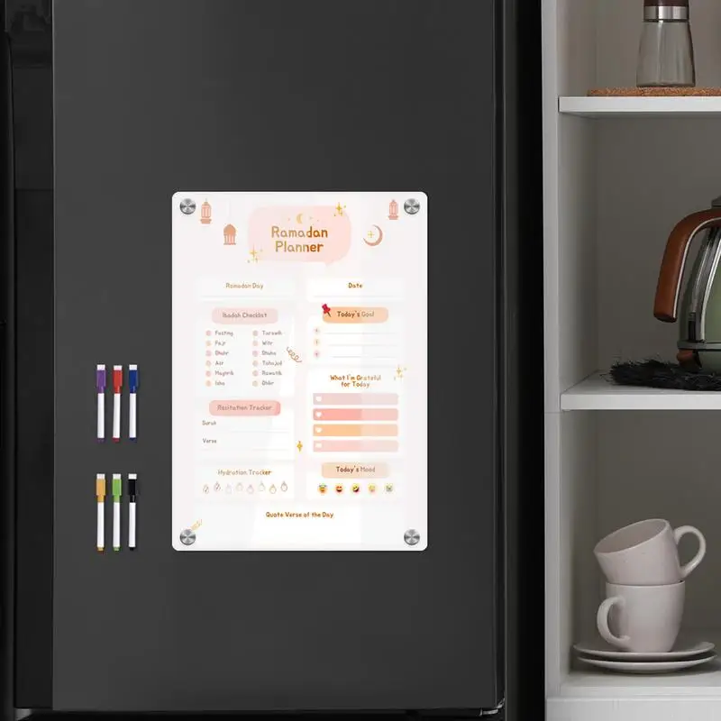 Planejador Semanal Claro para Geladeira, Geladeira Acrílica Magnética, Placa de Apagar Seco, Ímã Forte, Geladeira para Diário