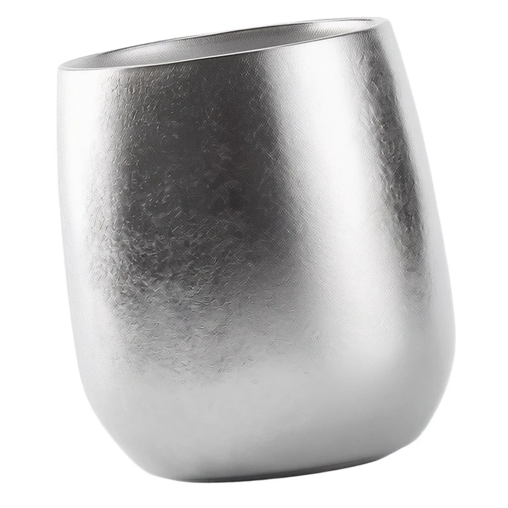 Titanium 240ml Double Walled Egg Form Cup for Coffee Tea with Frosted Texture and Balanced Weight for Extended Holding Comfort