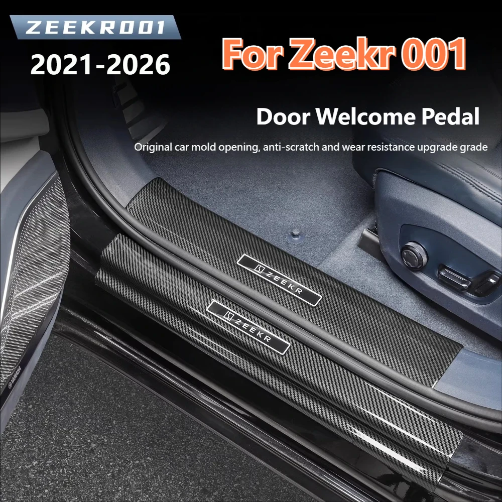 

For Zeekr 001 2021-2026 ABS Carbon Fiber Texture Door Sill Protectors Anti-Scratch Welcome Pedal Guards Auto Interior Accessorie