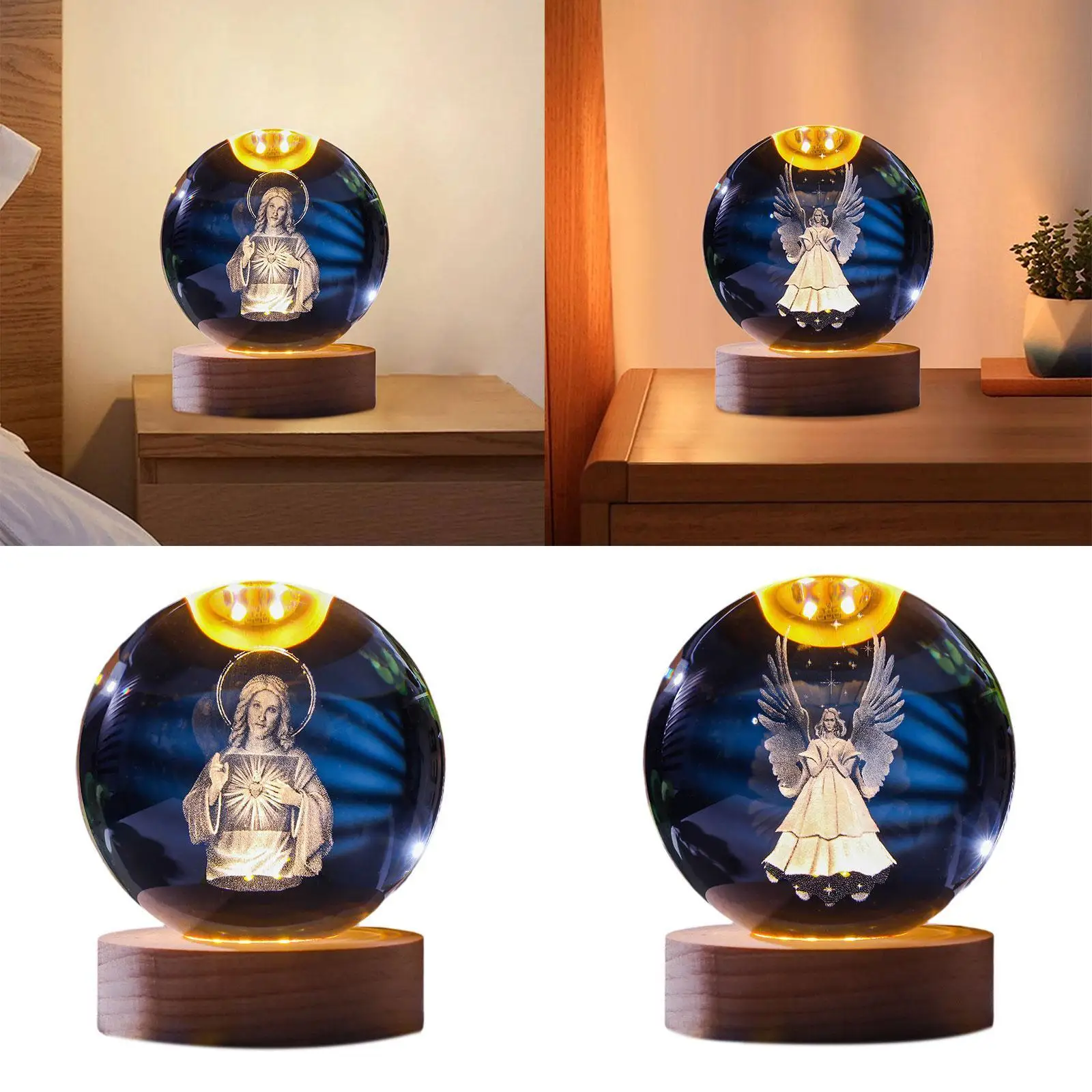 

Ночник с прозрачным шаром и прикроватной лампой на деревянном основании, креативный центральный стол