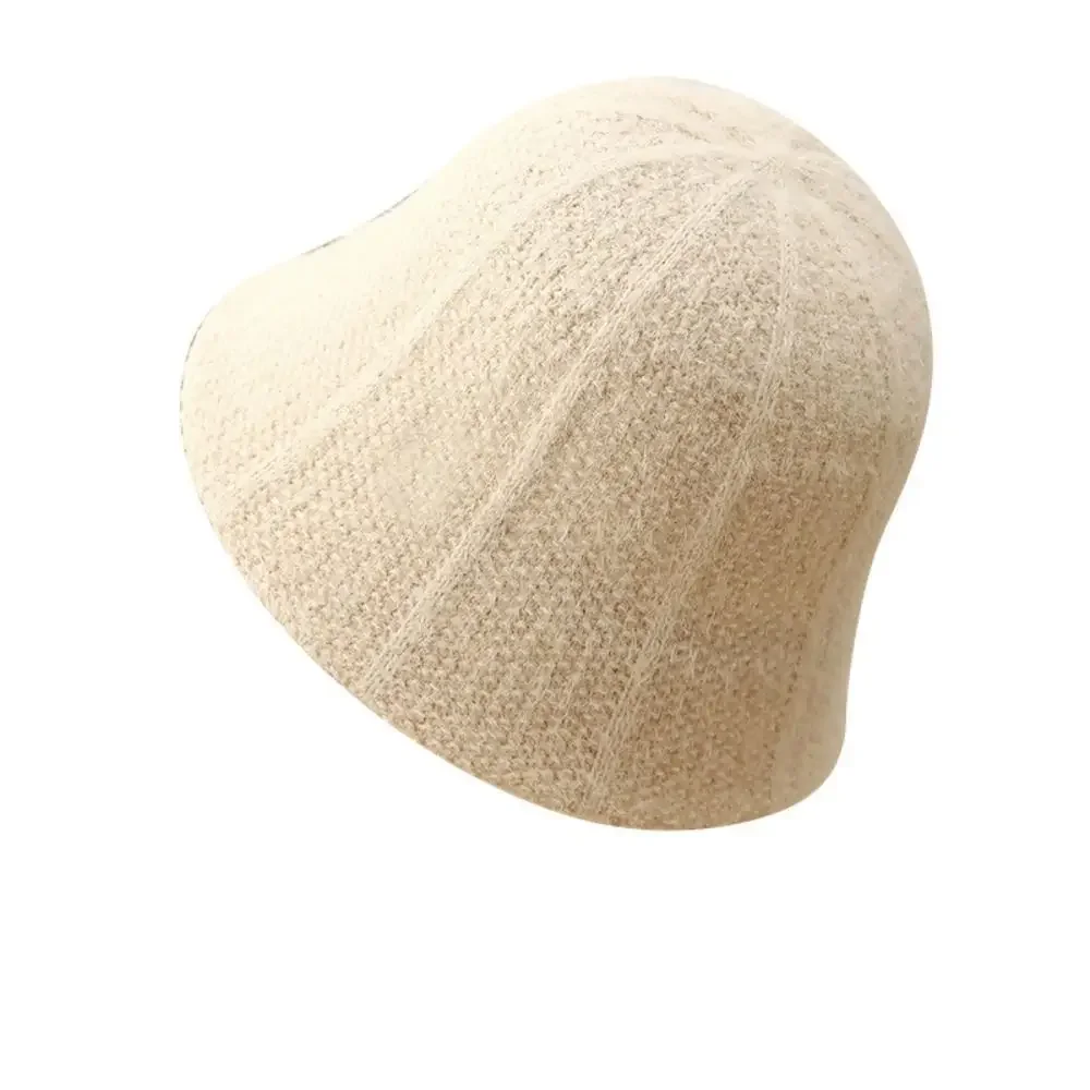 

New Autumn Winter Bucket Hat Windproof Knit Fisherman Hats Cold Proof Simple Warm Hat for Women