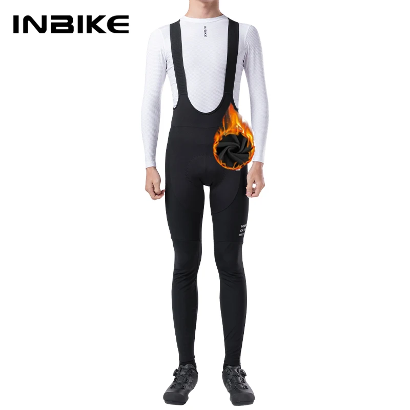 INBIKE Mens Cycling Bib Pants Fleece Padded Winter Thermasl Road Bike Bib Tights Bicycle Long Pants Biking MTB Cycling Clothing