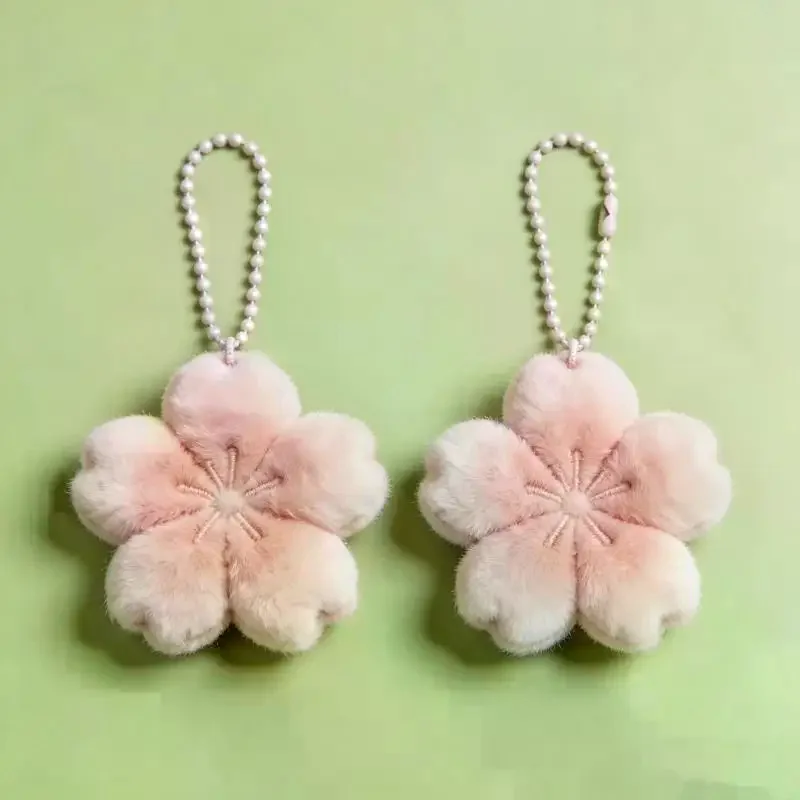 Bag Pendant Plush Cherry Blossom Doll Keychain Healing Series Decorative Hanging Ornament For Girlfriend Gift 1/3/5Pcs