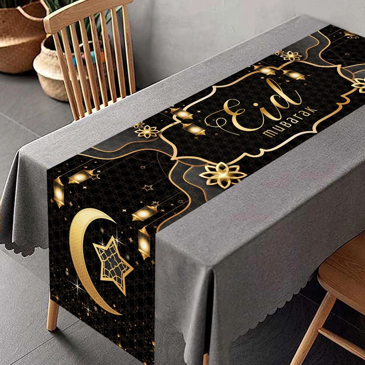 مفرش طاولة عيد مبارك ديكور رمضان لطاولة المطبخ المنزلية 2026 رمضان كريم لوازم الحفلات الإسلامية عيد الأضحى #2