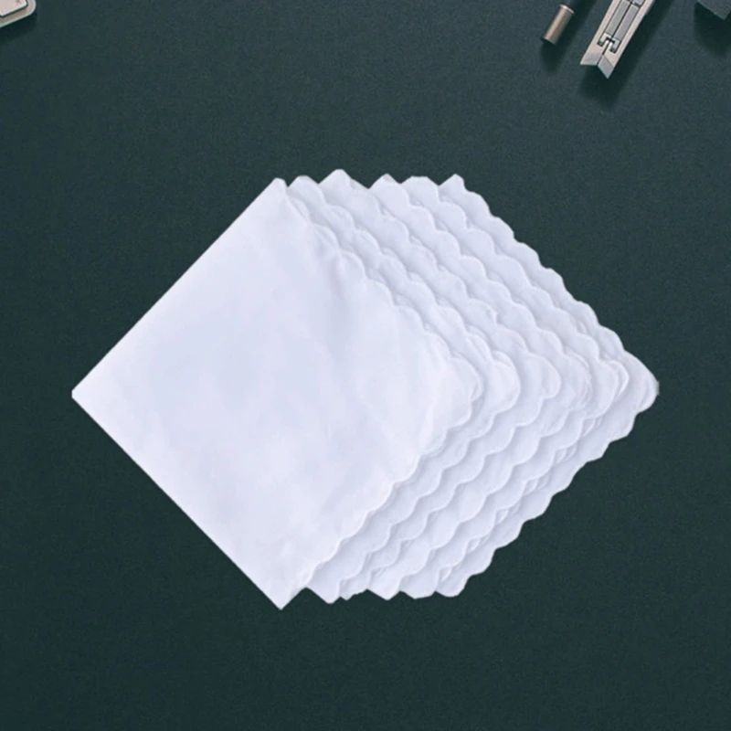 Lightweight White Handkerchiefs Cotton Square Hankie Washable Chest Towel Pocket Handkerchiefs for Adult Wedding Party