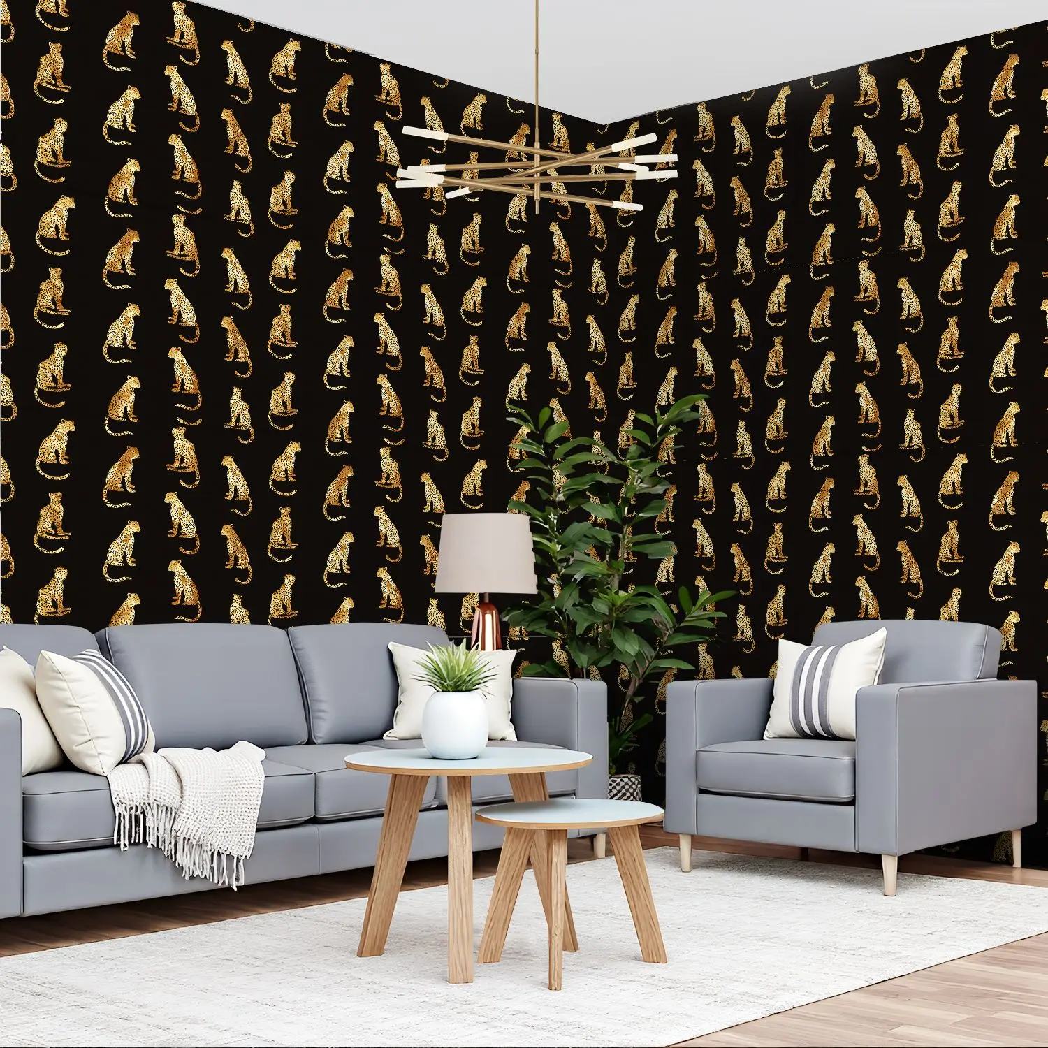 

Черные обои с леопардовым принтом 22,83 "X 118" водонепроницаемые обои для гостиной/спальни/ванной комнаты, наклейка на стену из ПВХ