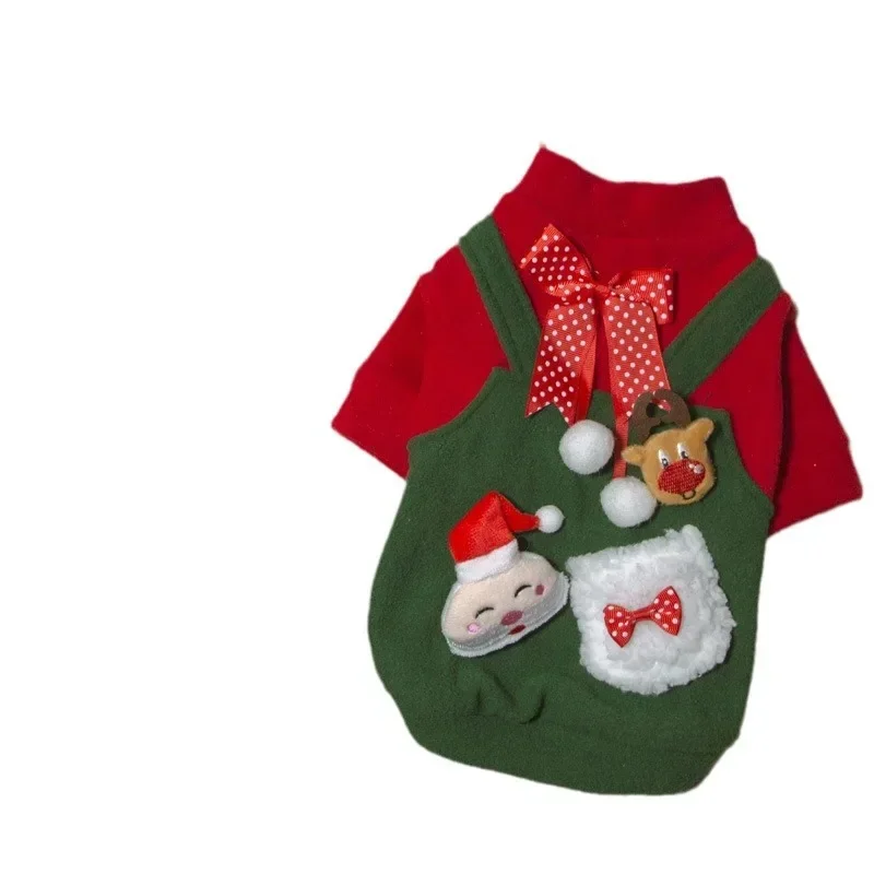 New Pet Christmas Clothing Autumn and Winter Teddy Is Thicker Than Bear Fighting Cat Clothes with Fleece Hoodie Dog Clothes