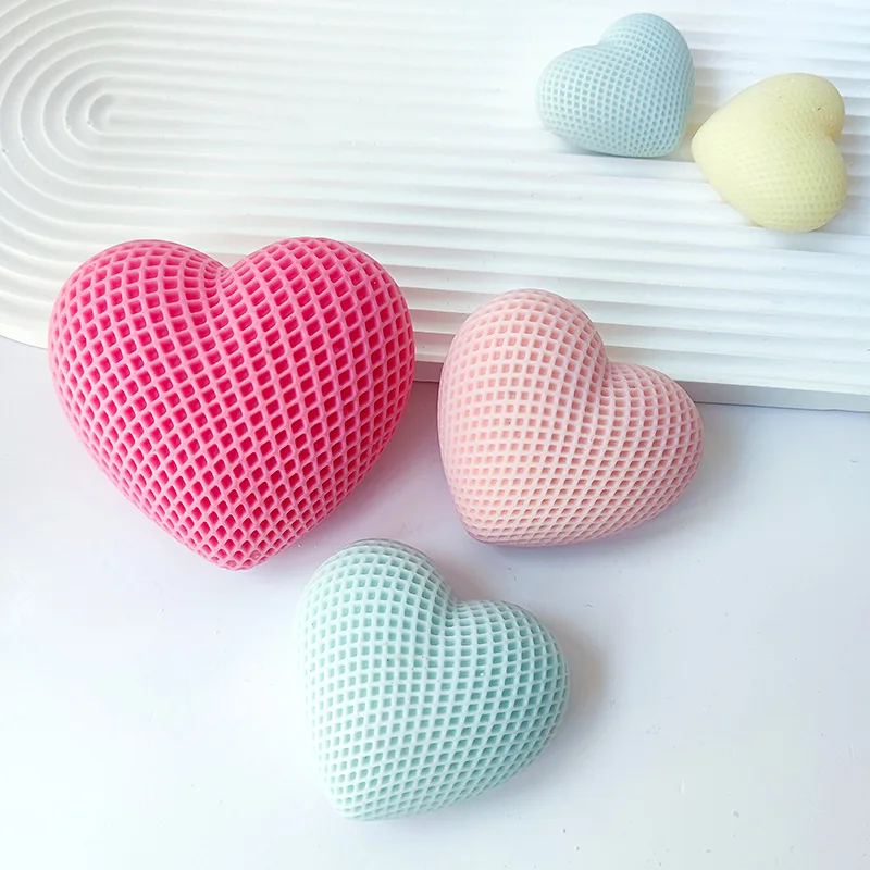 3D Woven Love Silicone Mold Love Heart Resin Candle Mold Mousse Cake Aromatherapy Candle Mould Chocolate Baking Molds Crafts