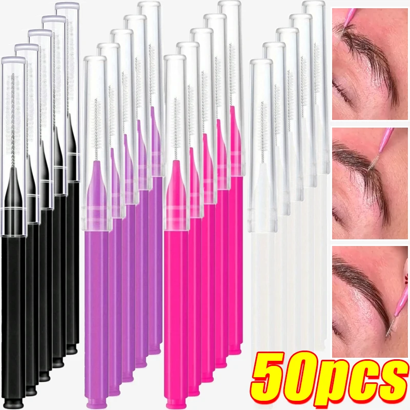 10/50PS Tragbare Mini Augenbraue Pinsel Einweg Wimpern Stirn Lifting Pinsel Applikatoren Lash Verlängerung Kamm Schönheit Make-Up-Tools – Detail 1