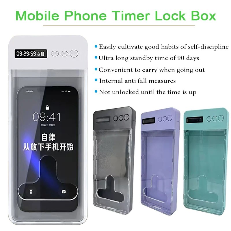 Dispositif d'autodiscipline, boîte de verrouillage pour téléphone portable avec minuterie, affichage LCD, gestion du temps et boîte de verrouillage anti-dépendance Internet mobile