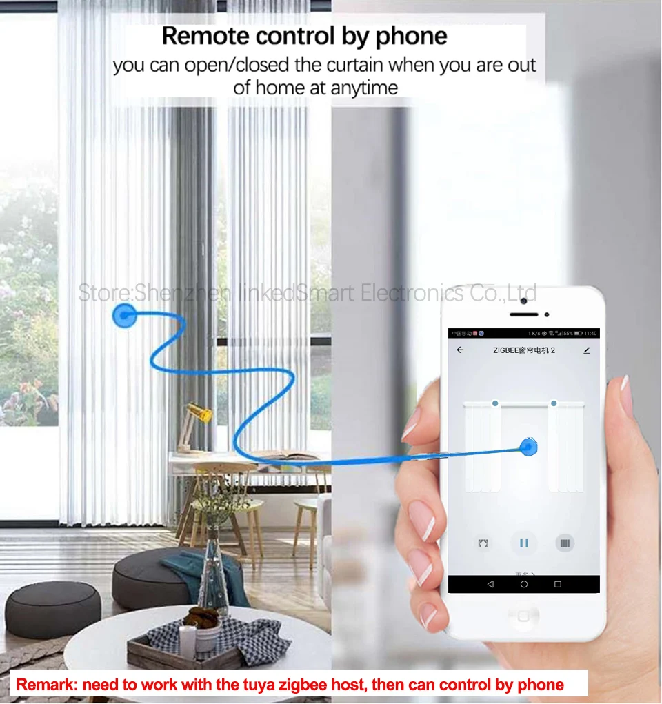 Imagem -05 - Smart Zigbee Motor Elétrico de Cortina com Controle Remoto rf Aplicativo Tuya Mini Engine App Controle de Voz Suporte Alexa Assistente do Google 225 cm