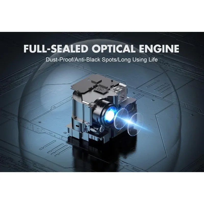 1080P Projector 4K Support, 800ANSI 5G WiFi Bluetooth Projector, Outdoor Projector with Full-Sealed Engine/