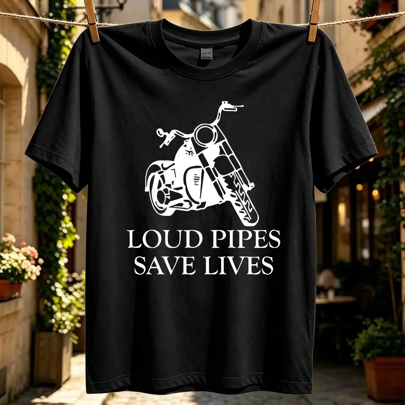 washed T Shirt Motorcycle Loud Pipes Save Lives long sleeves vintage Washed Top For Everyday Wear Versatile streetwear Unisex