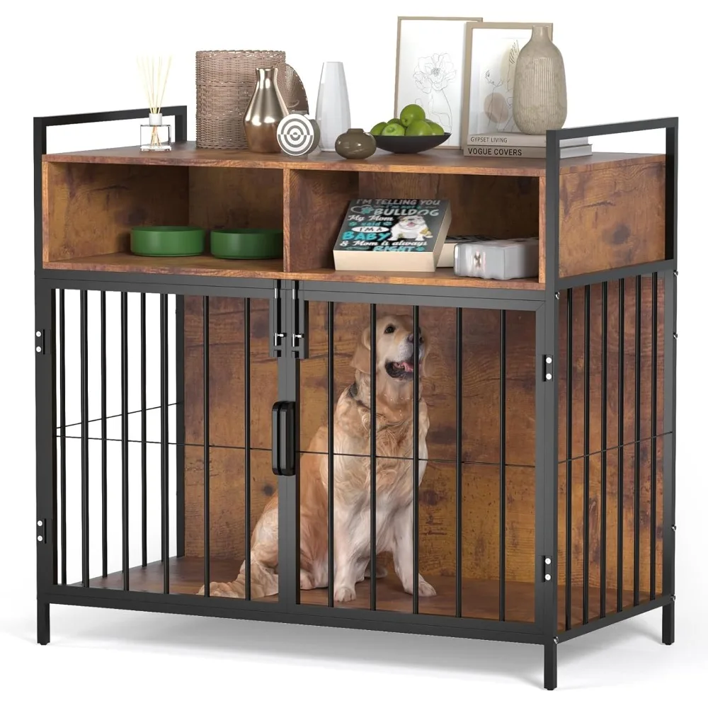 

40/32 Inches Furniture-Style Cages,Large Medium Dog Kennels Indoor,Wood Dog Crate Table with Drawers Storage