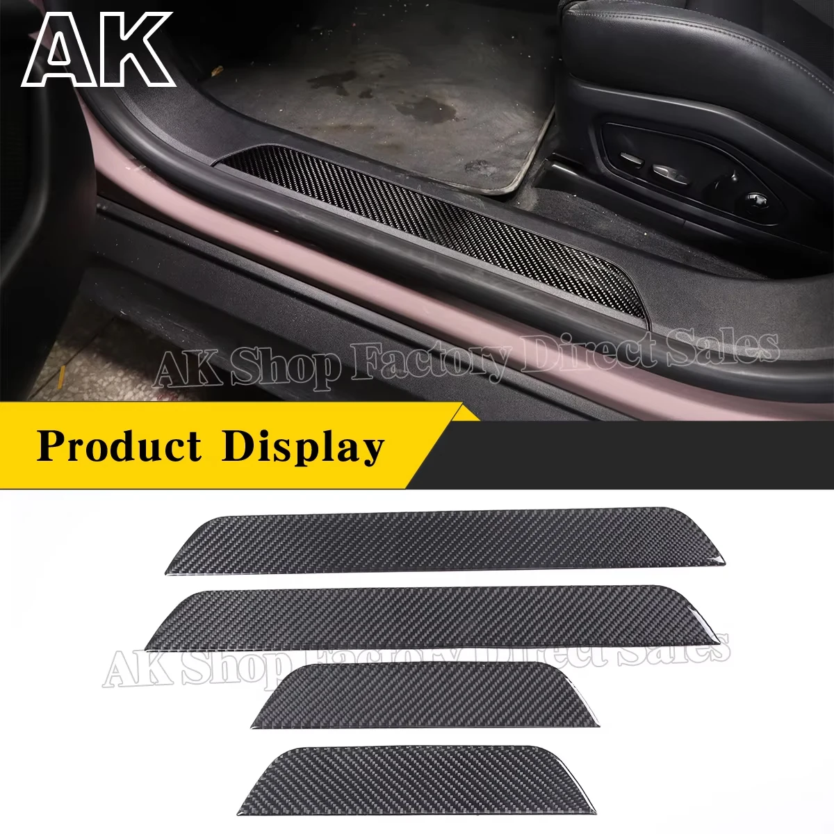 

For Porsche Taycan 2019 2020 2021 2022 Soft Carbon Fibre Car Inner Door Sill Cover Panel Trim Sticker Car Interior Accessories