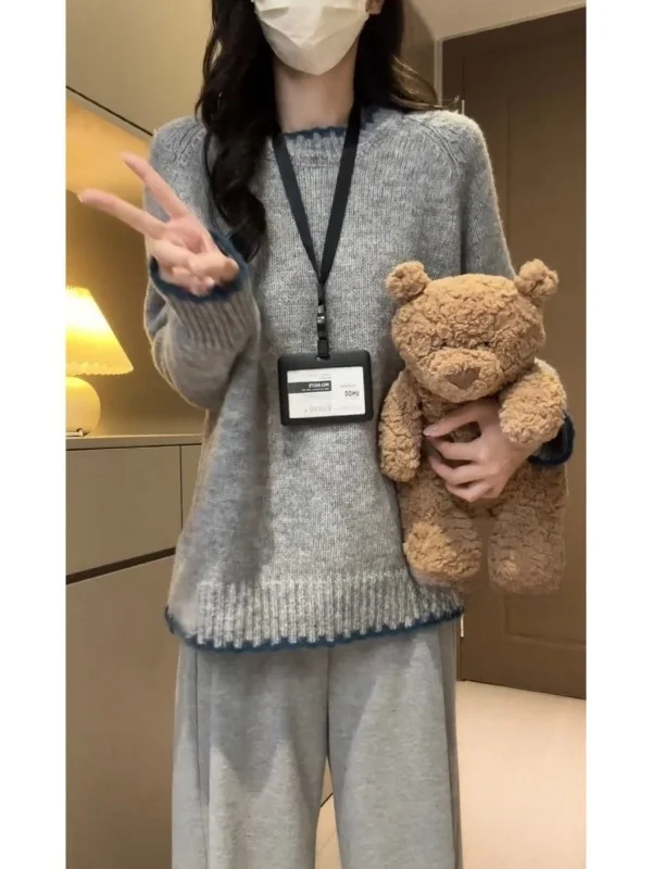 

ay Loose Women's Base irt Sweater Lazy Sle Inner Wear Knitted Top Comfortable Mid-Length round Ne Long Sve Winter