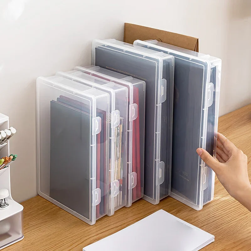 Plastic Document Organizer Organized Clear Square Shape Storage Box A4 Organizing Box Transparent Desktop Document Storage Case