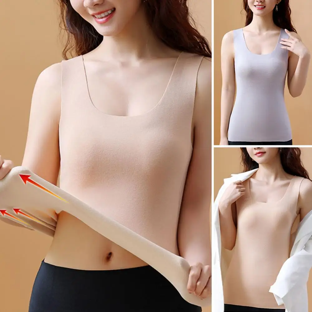 Women's Thickening Seamless Heat Insulation Tank Top Plush Thin Slim Fit Insulation Clothing Autumn Winter Base Coat Underwear image 2