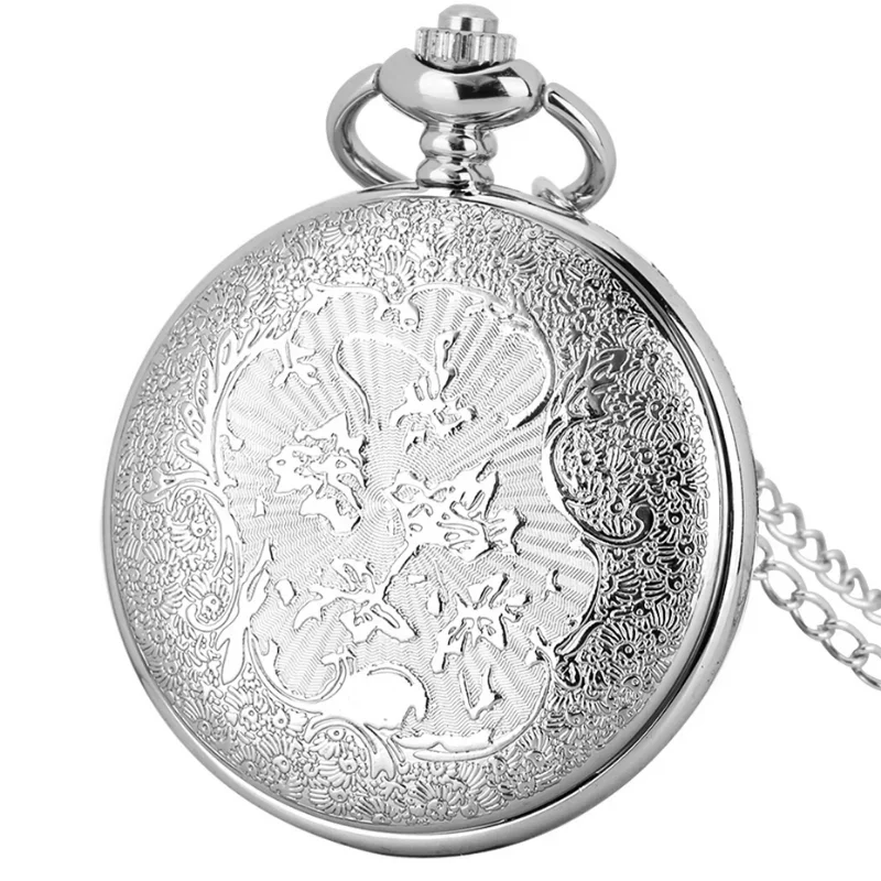 Collier à quartz étoile et lune bleu mer en relief incrusté de perle, montre de poche en argent, chaîne à pendentif pour homme, nouveau, 600