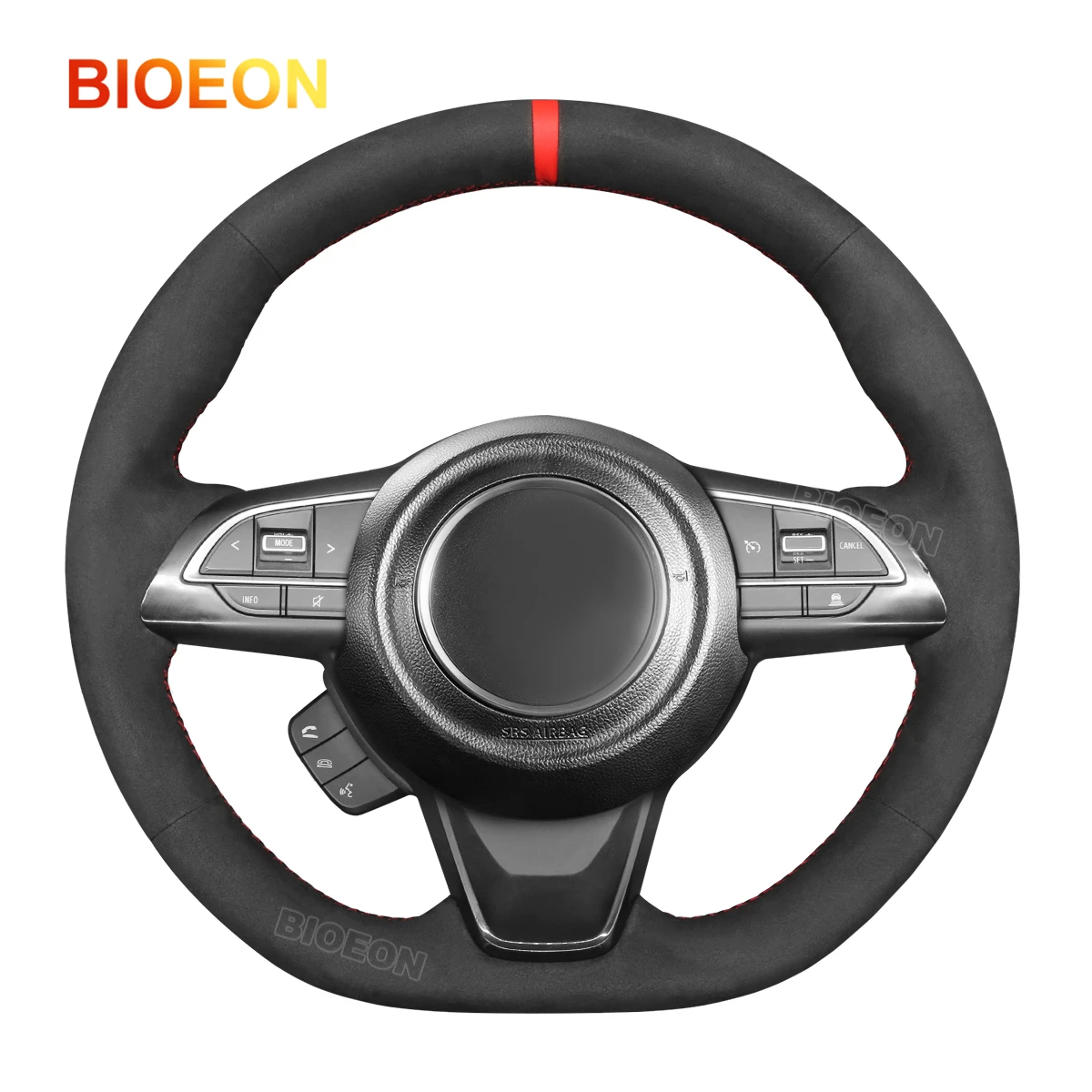 

Bioeon Black Synthetic Suede Car Steering Wheel Cover for Suzuki Swift 2008-2021