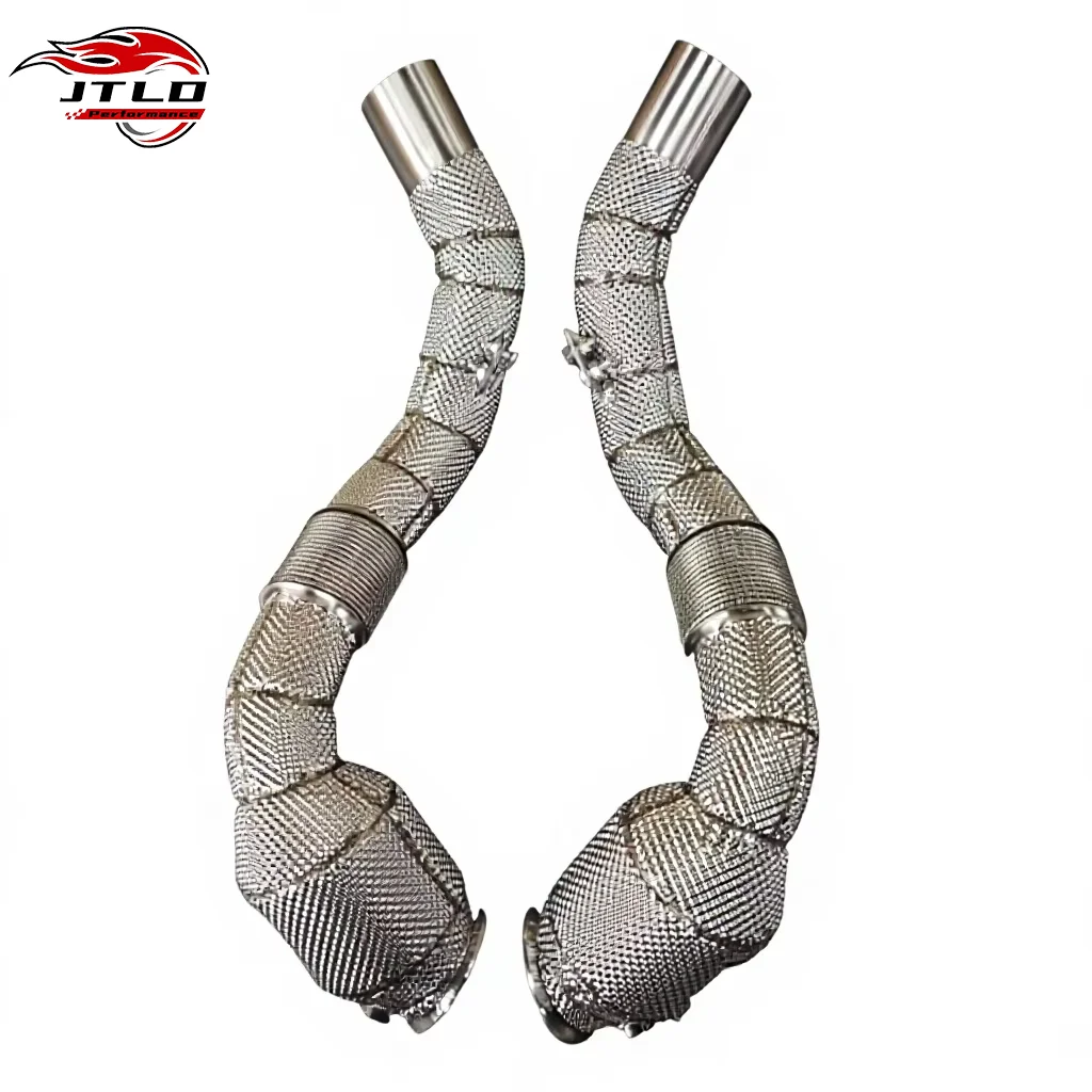 High Flow Exhaust Downpipe For BMW X5M X6M F85 F86 200 Cells With Heat Wrap, Performance Exhaust Pipe Sports