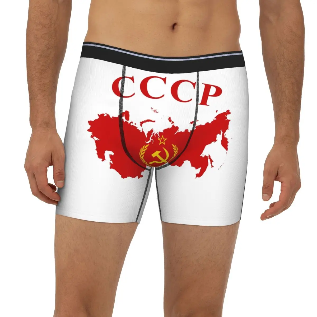

Long Boxer Underpants Shorts CCCP Star-Soviet-Union USSR Panties Male Breathable Underwear for Homme Man Boyfriend Gift