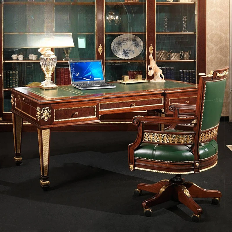 

Neoclassical desk, writing , computedesk, office European style villa fabric swivel , carved chair