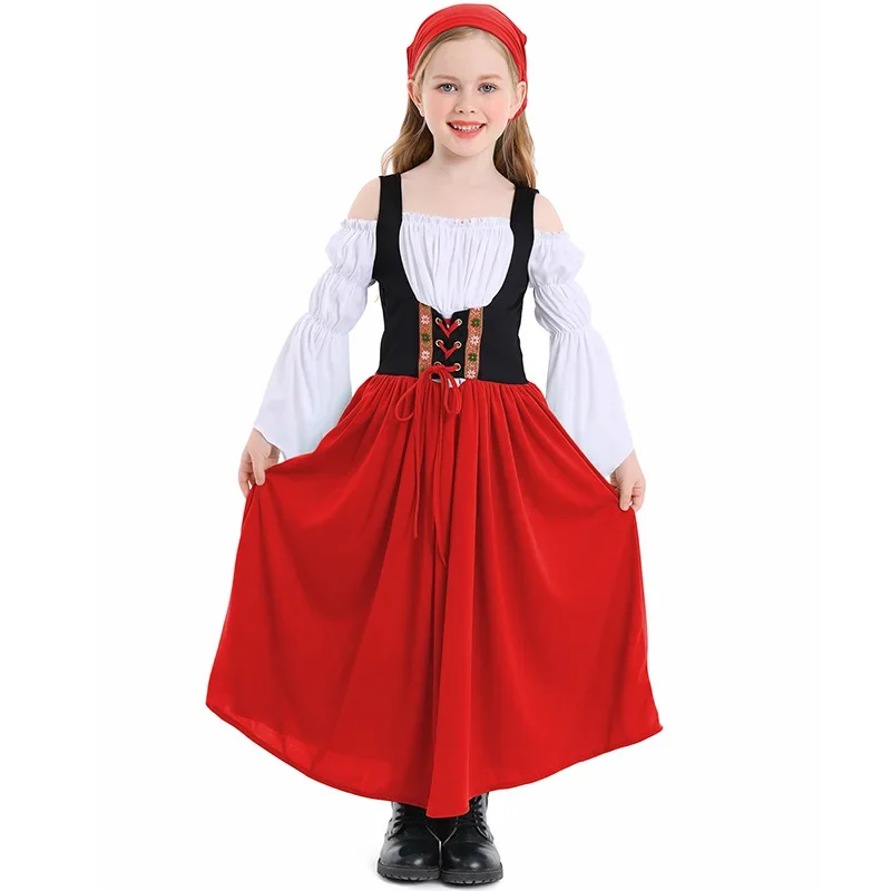 Halloween Costume da fattoria medievale per bambini Oktoberfest Dress Girls Frence Maid Japanese Lolita Outfit