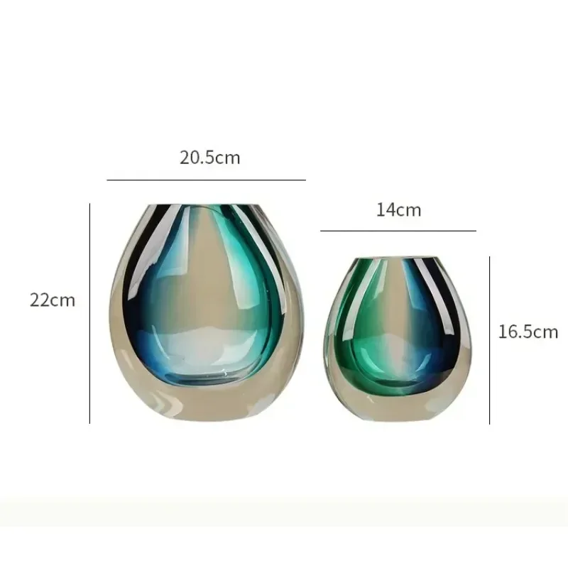 DSA Gradient glazed vase - decorative ornament for living room coffee table, tv stand, and desktop display