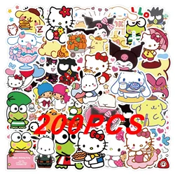 50/100/200pcs Sanrio Kawaii Hello Kitty Kuromi Stickers for Laptop Scrapbooking Suitcase Bottles Waterproof Gift Sticker Kid Toy