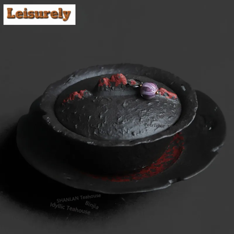 

Чайная чаша Гайвань из темной стали, 120 мл, в стиле Ваби-Саби, эстетичная, с крышкой, набор для приготовления чая, подарок для кафе