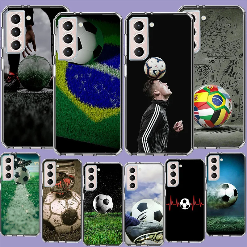 Football Soccer Ball Design Phone Case For Samsung A04 A04S A15 A25 A35 A55 Galaxy Note 20 Ultra 10 Lite 9 8 M51 M32 M30S M21 M3