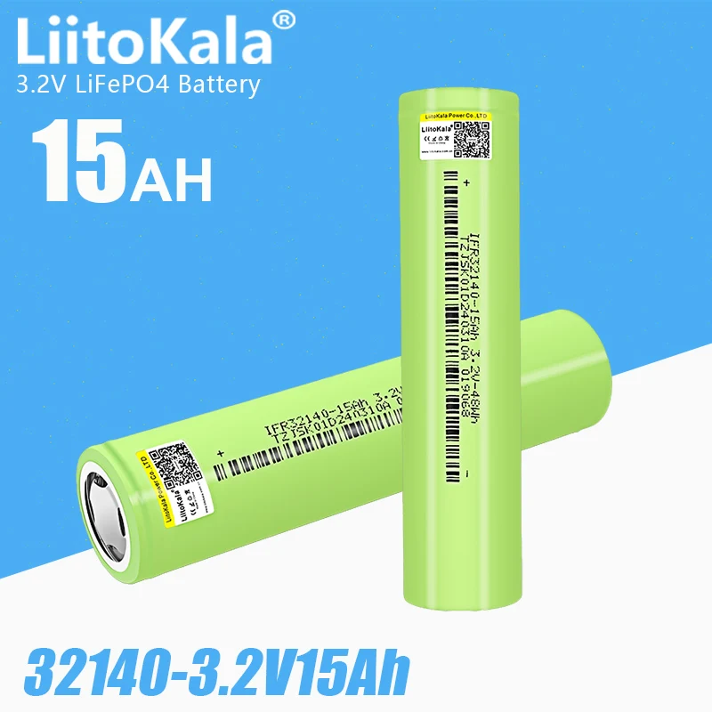 2pcs LiitoKala 32140 3.2V 15Ah lifepo4 battery 15000mAh diy 12v 24v Electric bicycle/scooter solar lights e-bike Battery pack