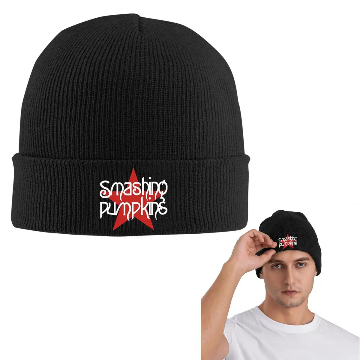 Smashing Pumpkins Warm Knitted Cap Fashion Bonnet Hat Autumn Winter Outdoor Beanies Hats for Unisex Adult