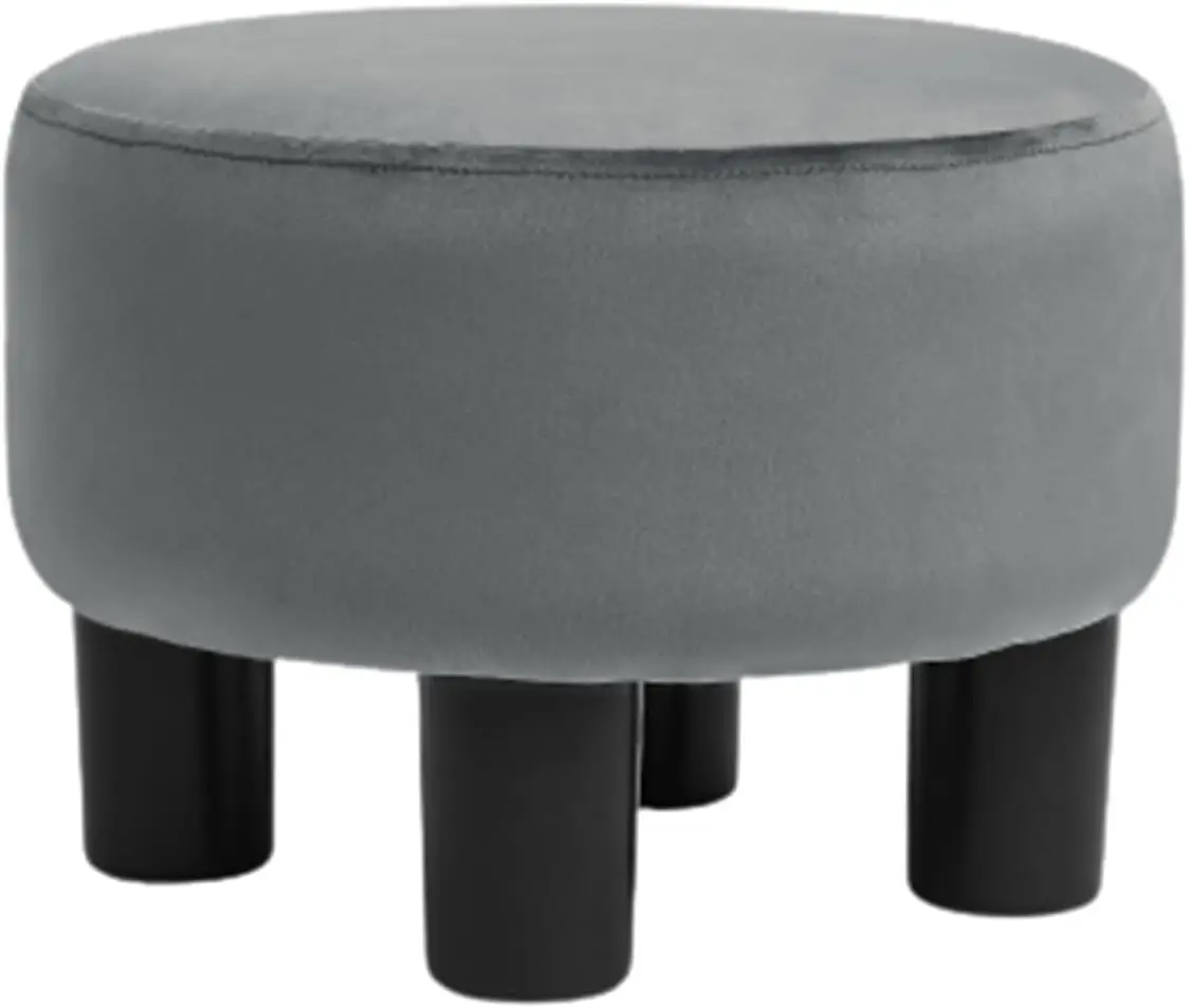 

Small Foot Rest Stool Ottoman, Velvet Round Short Low Foostool For Chair, Under Office Desk, Living Room, Dark Gray