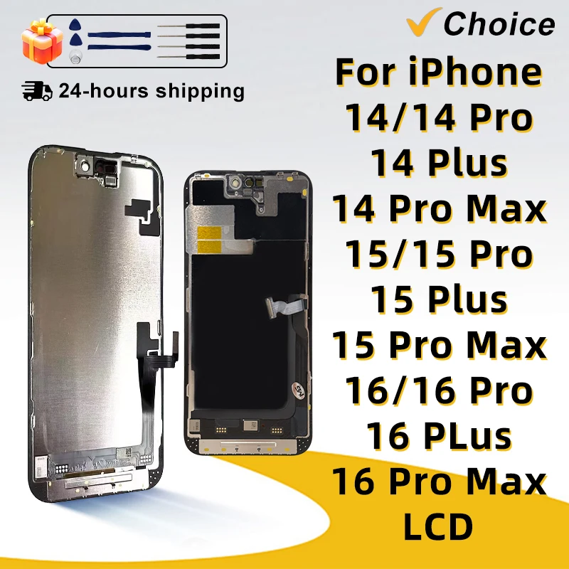 Tested AA+ OLED INCELL Display For iPhone 13 14 15 16 Pro Max LCD 3D True Tone 16E 14 15 Plus Touch Screen Part Replacement